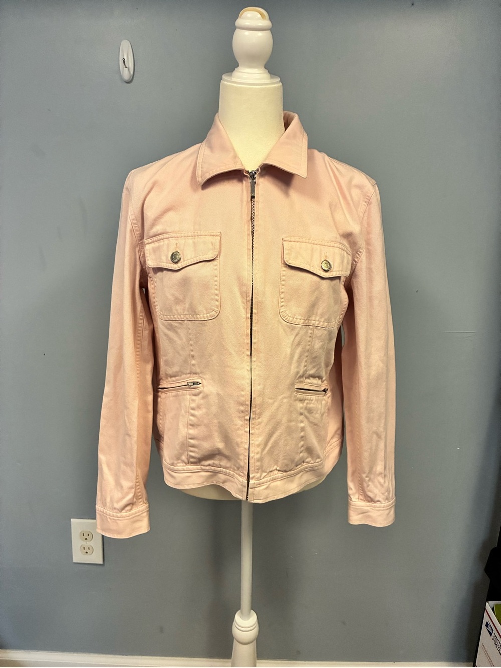 Lauren Ralph Lauren Pale Pink Zip-Up Denim Jacket